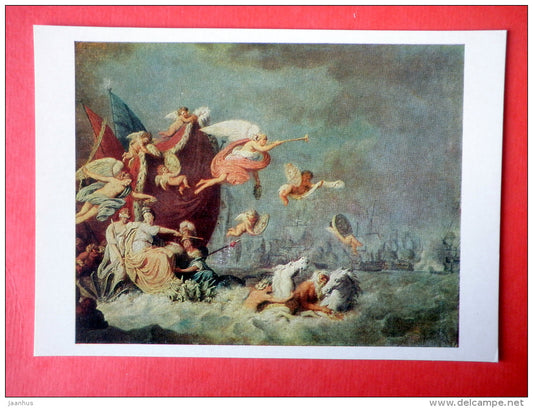Battle of Chesma - Theodorus de Roode - battleship - horse - dutch art - unused - JH Postcards