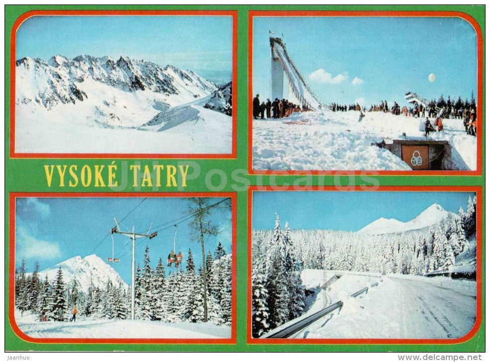 ski jumping hill - Koncista - Vysoke Tatry - High Tatras - Czechoslovakia - Slovakia - used 1977 - JH Postcards