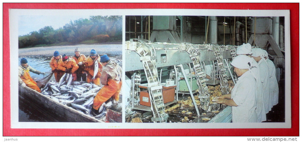 Salmon fishing season - Cannery - Petropavlovsk-Kamchatsky - 1988 - Russia USSR - unused - JH Postcards