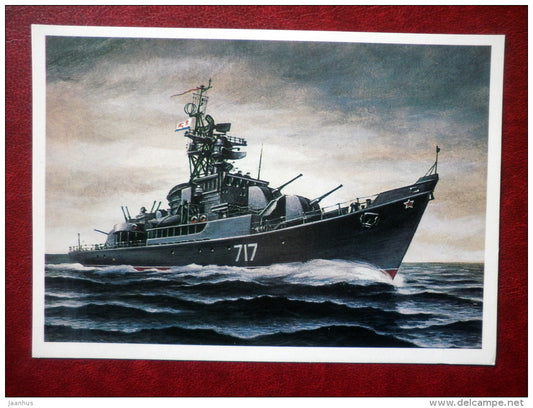 Frigate Komsomolets Litvy - by V. Ivanov - warship - 1982 - Russia USSR - unused - JH Postcards