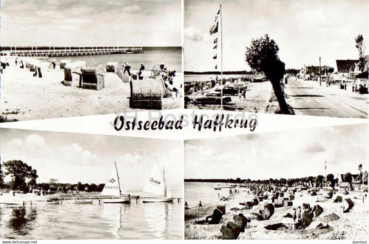 Ostseebad Haffkrug - sailing boat - beach - old postcard - 1966 - Germany - used - JH Postcards