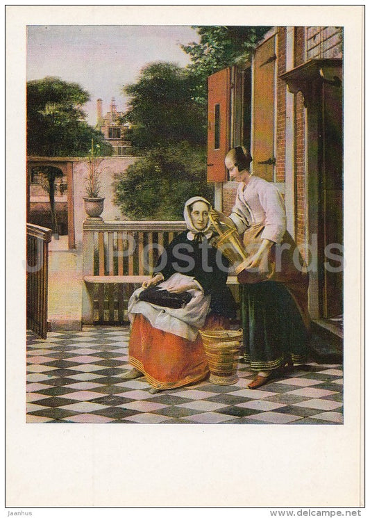 painting by Pieter de Hooch - Mistress and maid - Dutch art - 1983 - Russia USSR - unused - JH Postcards