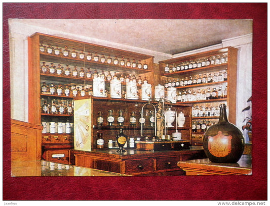 Equipment from Latvian pharmacy Shops - Stradin Museum of the History of Medicine - Latvia USSR - unused - JH Postcards