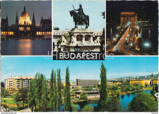 Budapest - bridge - architecture - monument - parliament - multiview - 1977 - Hungary - used - JH Postcards