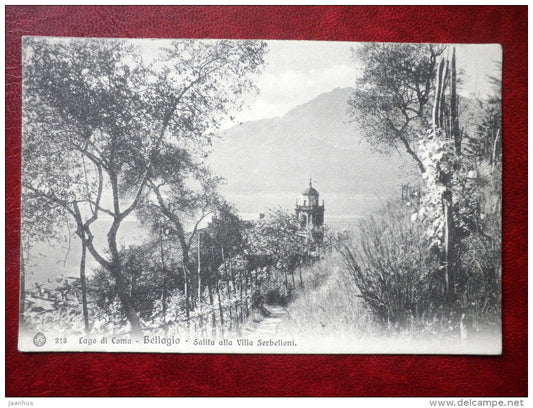 Lago di Como - Salita alla Villa Serbelloni - Bellagio - 213 - lake - old postcard - Italy - unused - JH Postcards