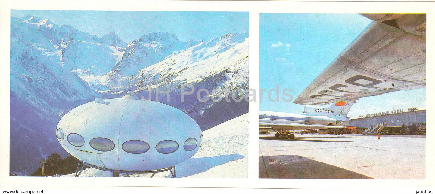 Stavropol area - Stavropolye - Dombay - airport Mineralnye Vody - airplane - 1985 - Russia USSR - unused - JH Postcards