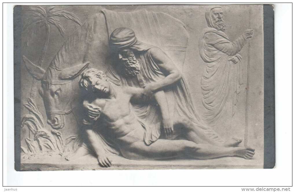 painting by August Weizenberg - The Samaritian - 35 - circulated in 1923 in Estonia - estonian art - used - JH Postcards