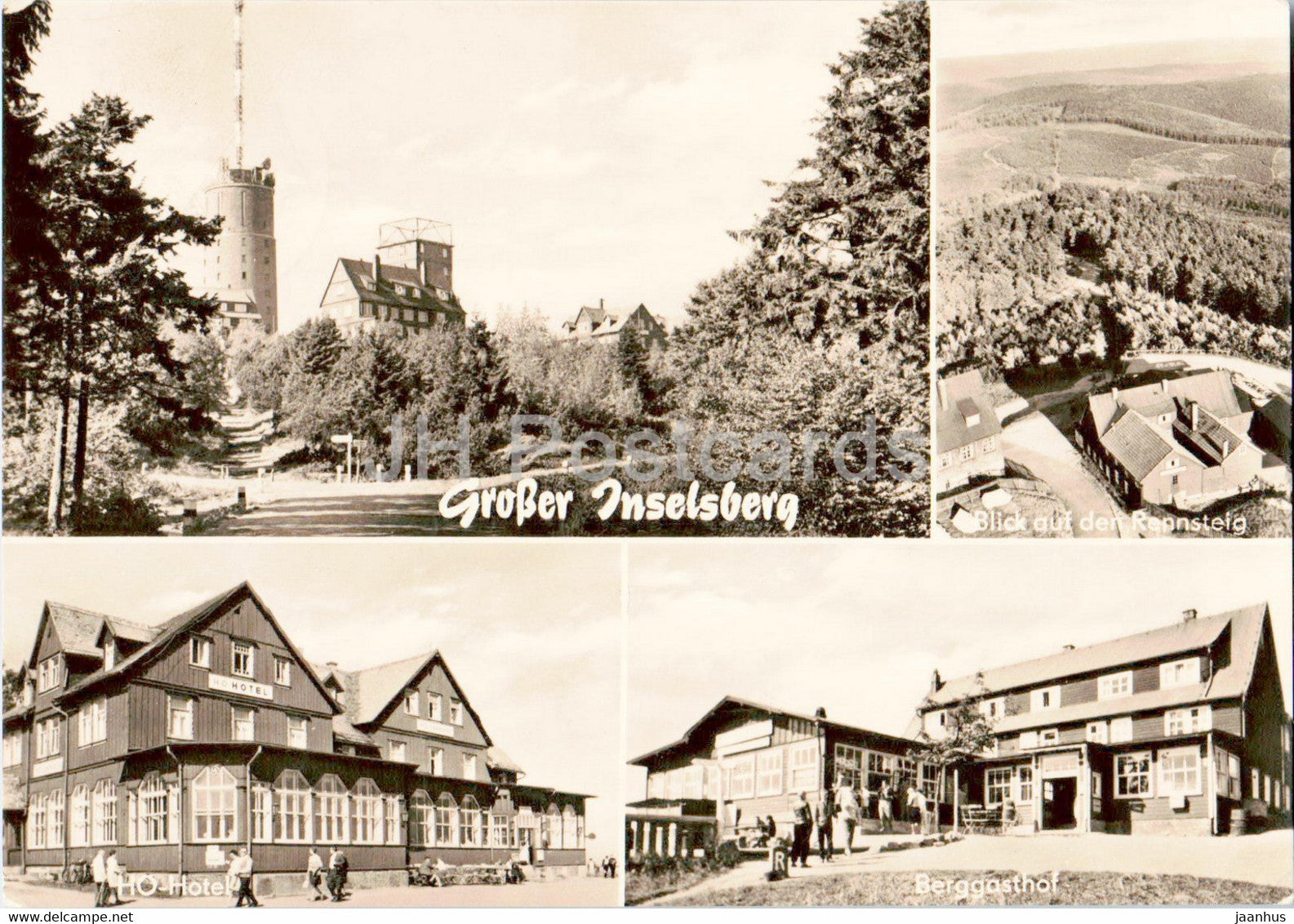 Grosser Inselsberg - HO Hotel - Blick auf den Rennsteig - Berggasthof - old postcard - 1968 - Germany DDR - used - JH Postcards