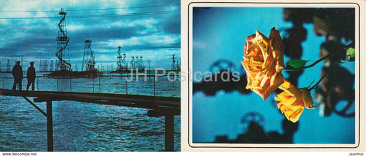 Neftyanye Kamni - Neft Daslari - oil rigs - Oil plant - 1975 - Azerbaijan USSR - unused - JH Postcards