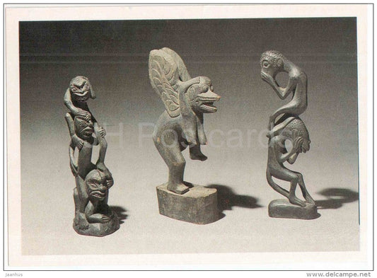 Winged Monster , Monkeys , XX century - sculpture - Indonesian Fine Art - Indonesia - 1988 - Russia USSR - unused - JH Postcards