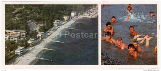 beach - boys swimming - pioneer camp Artek - 1985 - Russia USSR - unused - JH Postcards