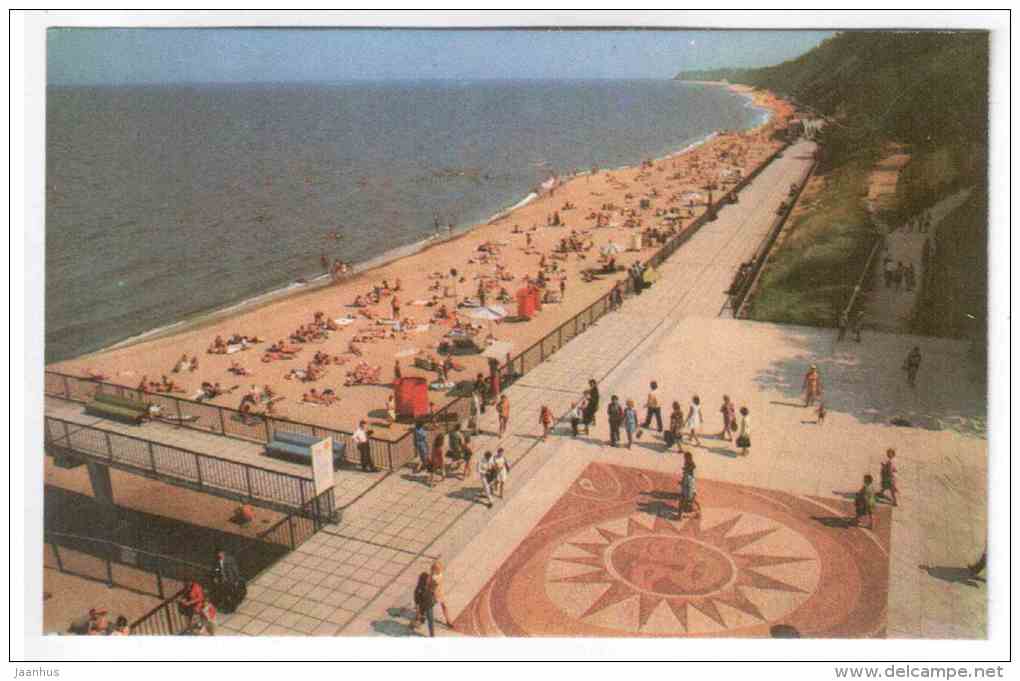 View at the Sea - beach - Svetlogorsk - 1975 - Russia USSR - unused - JH Postcards