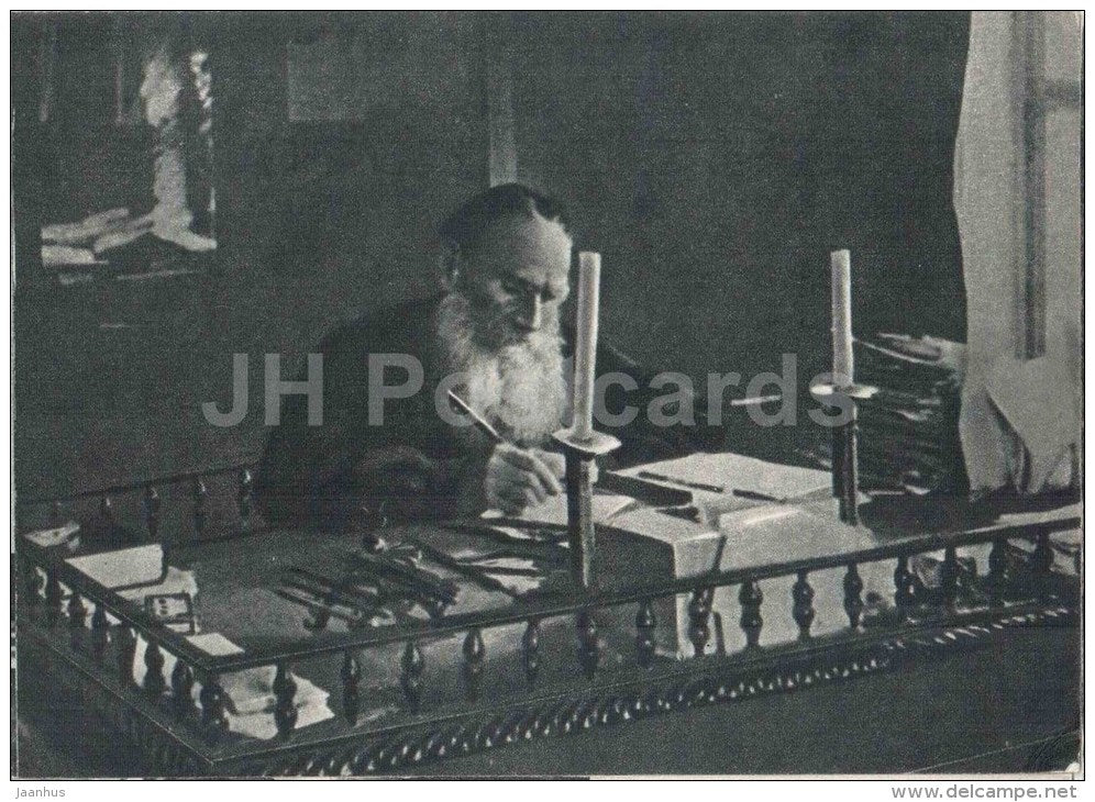 writer at the table - Leo Tolstoy House Museum in Moscow - 1958 - Russia USSR - unused - JH Postcards