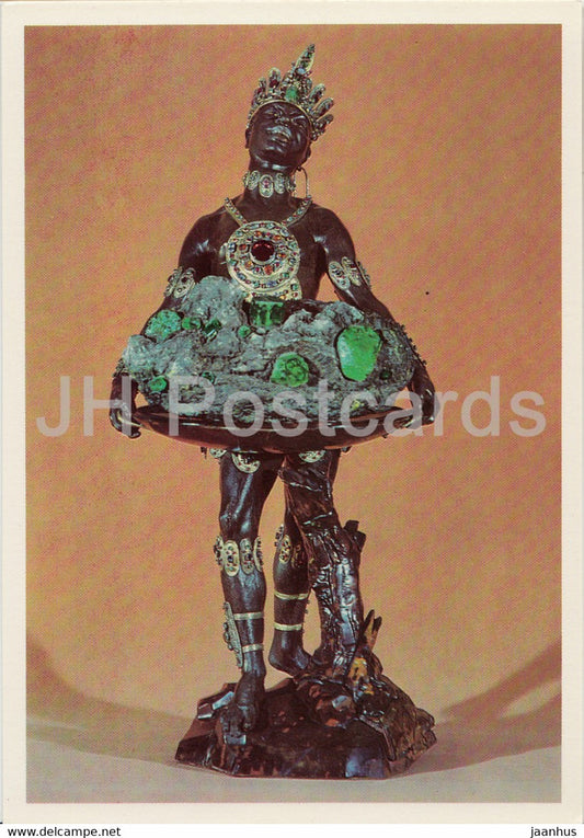 Mohr mit Smaragden im Urgestein - 1 - Moor with emeralds set in natural stone - Grunes Gewolbe - DDR Germany - unused - JH Postcards
