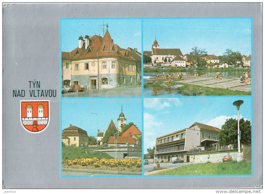 Tyn nad Vltavou - town views - architecture - Czechoslovakia - Czech - used 1986 - JH Postcards