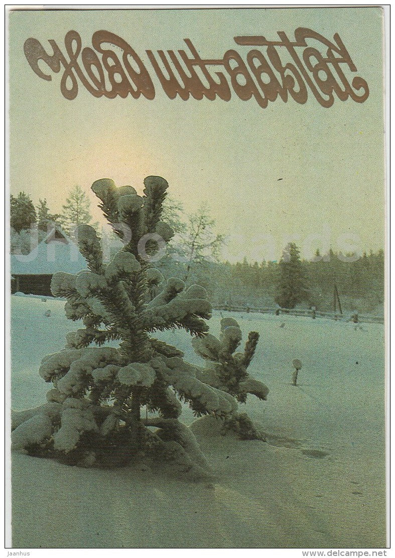 New Year Greeting Card - winter view - 1987 - Estonia USSR - used - JH Postcards