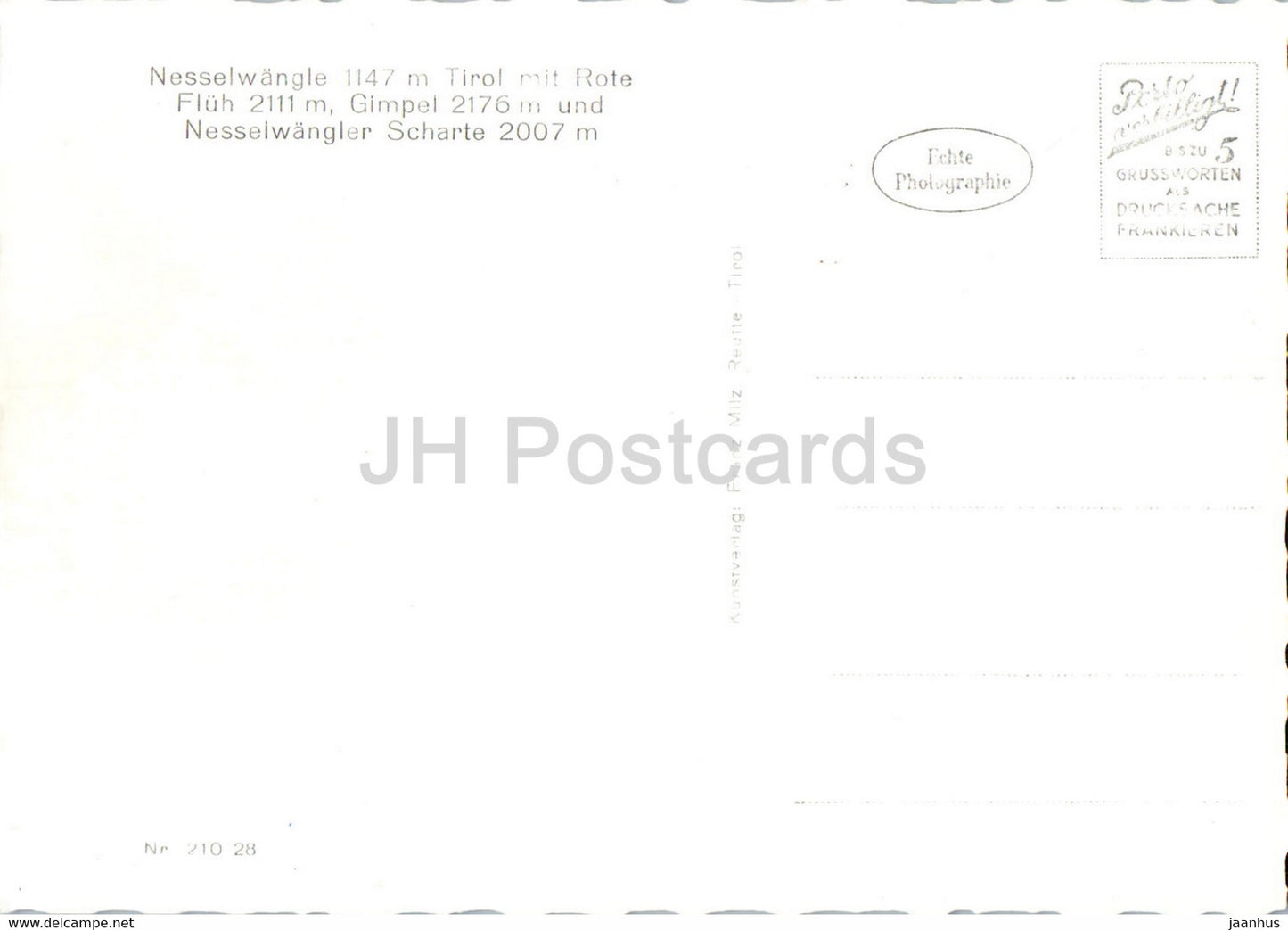 Nesselwangle - Tirol mit Rote Fluh - Gimpel - Nesselwangler Scharte - Austria - unused