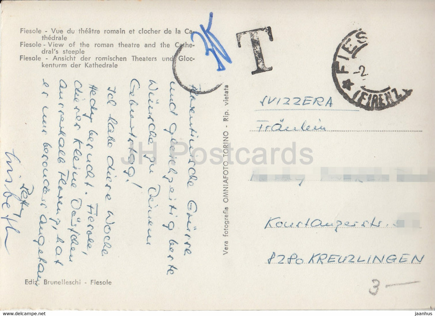 Fiesole - Panorama Teatro Romano e Campanile della Cattedrale - View of the roman theatre - Italy - used