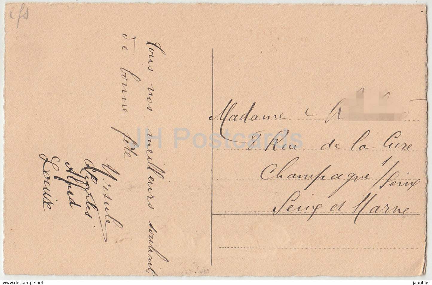 Geburtstagsgrußkarte – Bonne Fete – Blumen in einer Vase – Illustration – alte Postkarte – Frankreich – gebraucht