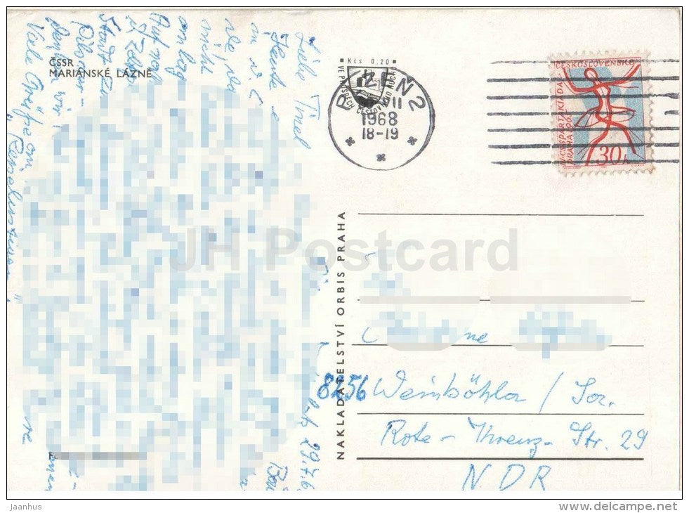 Marianske Lazne - Marienbad - spa - architecture - town views - Czechoslovakia - Czech - used 1968 - JH Postcards