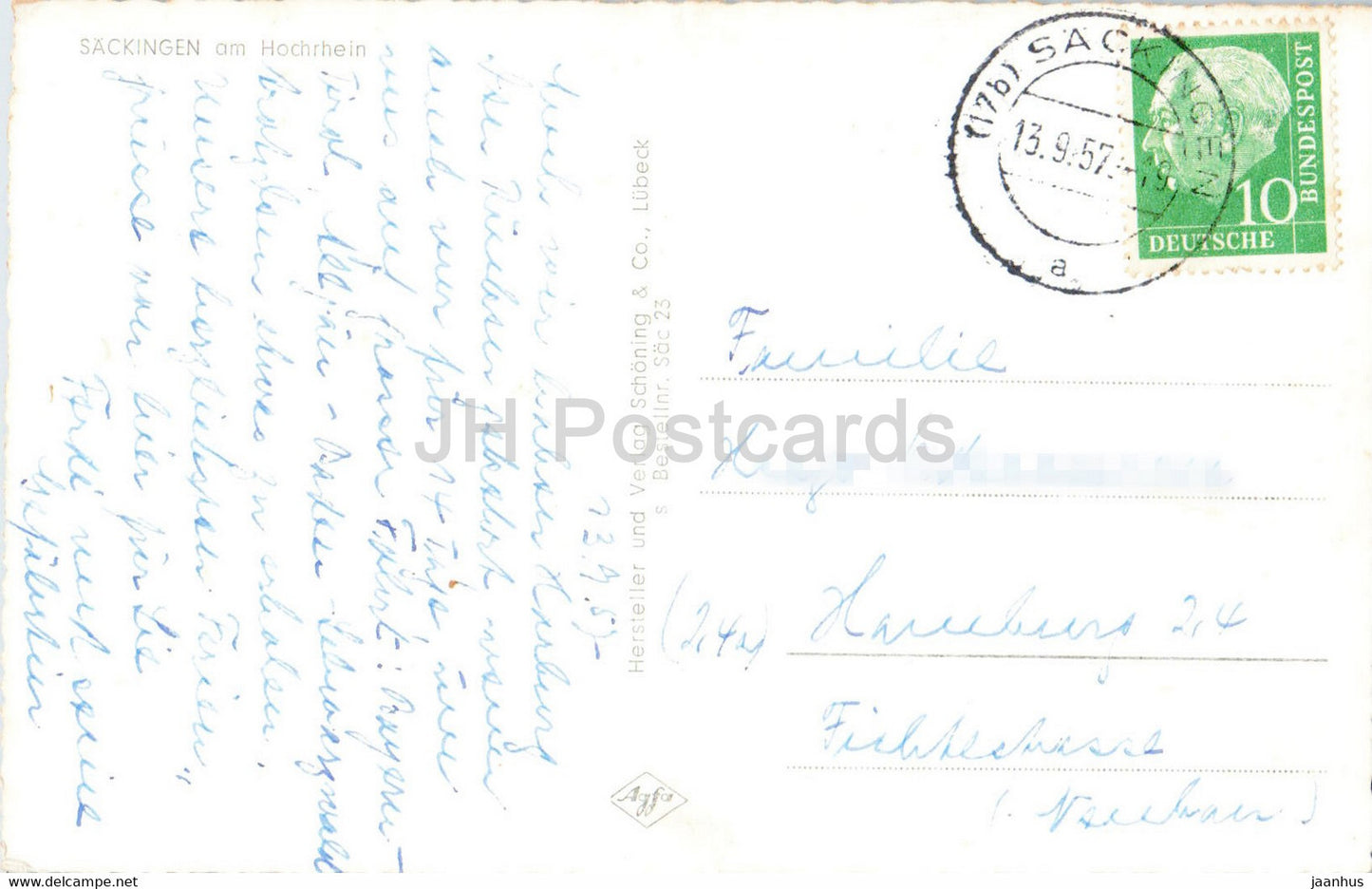 Sackingen am Hochrhein - carte postale ancienne - 1957 - Allemagne - utilisé