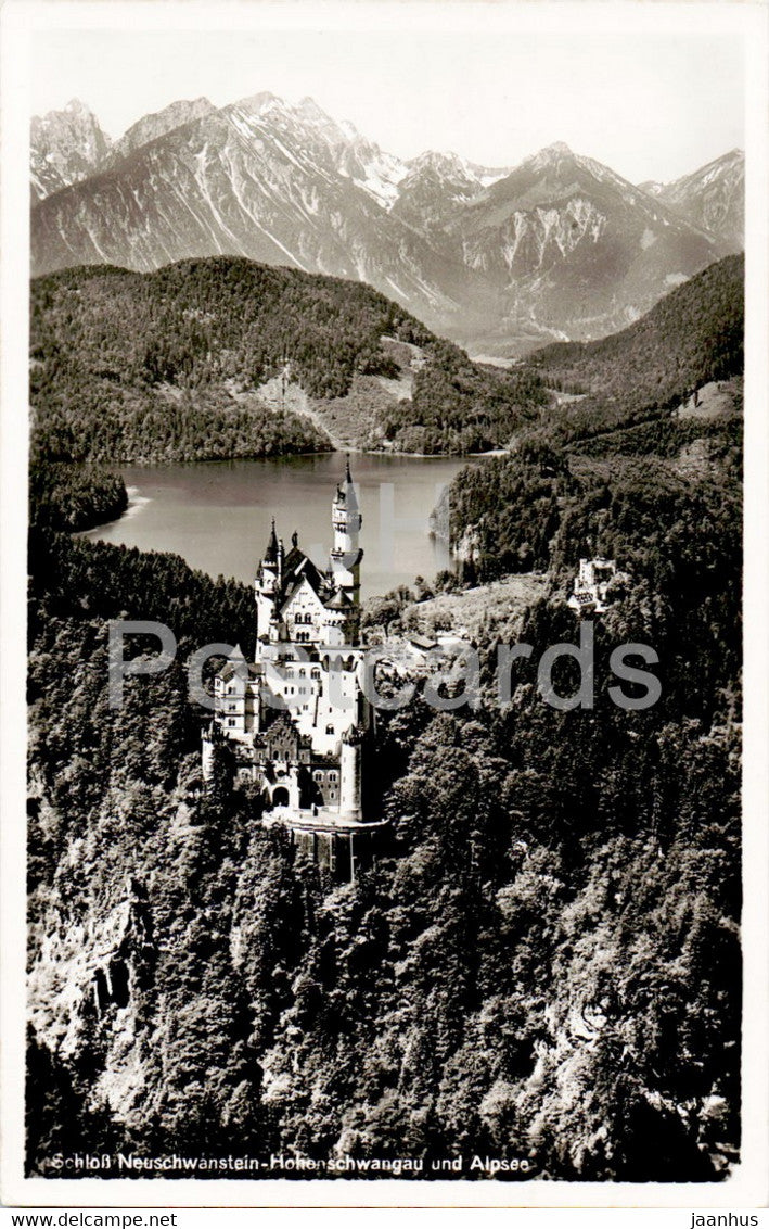 Schloss Neuschwanstein - Hohenschwangau und Alpsee - castle - old postcard - Germany - unused - JH Postcards