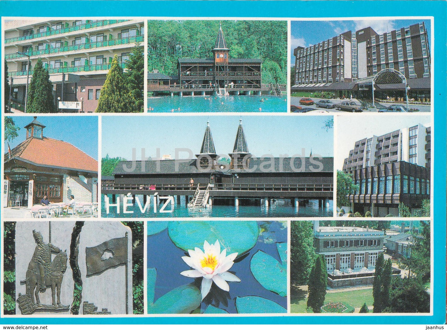 Heviz - hotel - Spa - water lily - multiview - 1990s - Hungary - used - JH Postcards
