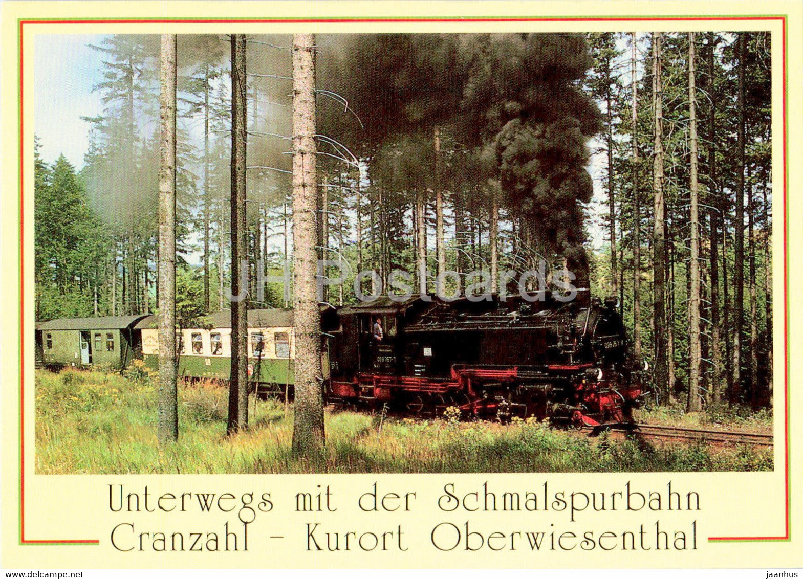 Unterwegs mit der Schmalspurbahn - Cranzahl - Kurort Oberwiesenthal - train - railway - locomotive - Germany - unused - JH Postcards