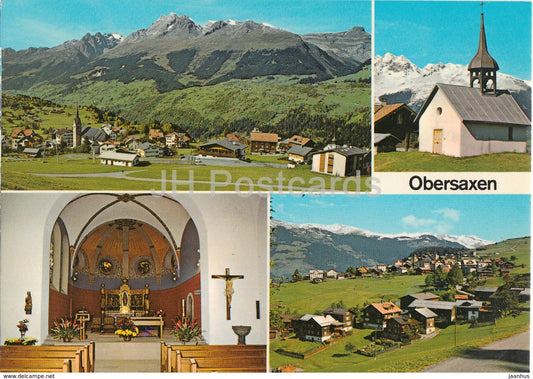 Obersaxen Meierhof gegen die Brigelserhorner und Kistenstockli - church - Switzerland - unused - JH Postcards
