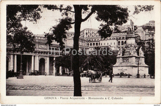 Genova - Piazza Acquaverde - Monumento a C Colombo - monument - 43015 - old postcard - Italy - unused - JH Postcards