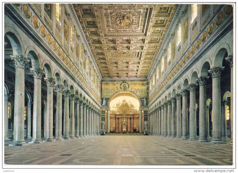Basilica di S. Paolo , La Navata Centrale - St. Paul`s Basilica - Roma - Rome - 244 - Italia - Italy - unused - JH Postcards