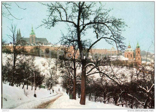 view of Prague Castle and St. Nicholas church - winter - Praha - Prague - Czechoslovakia - Czech - unused - JH Postcards