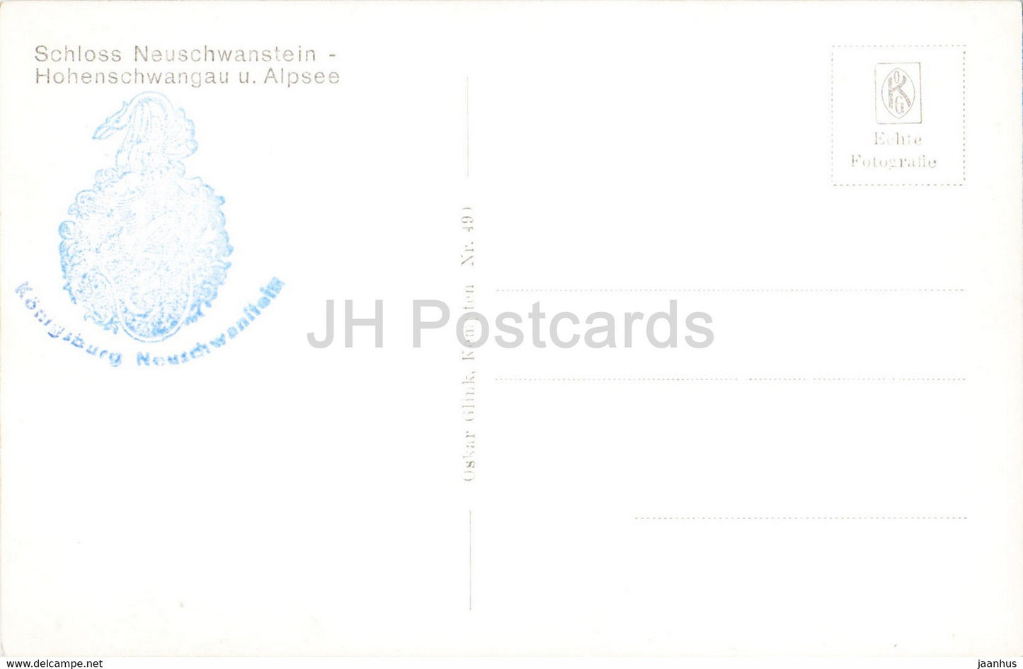 Schloss Neuschwanstein - Hohenschwangau und Alpsee - castle - old postcard - Germany - unused