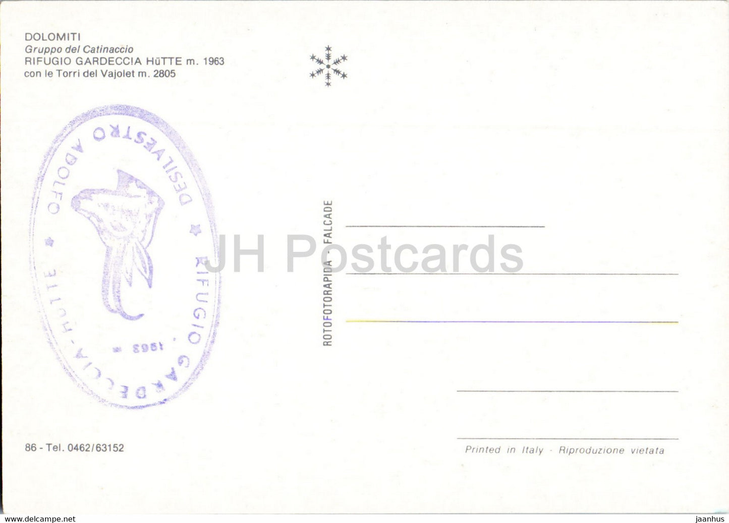 Dolomiti - Gruppo del Catinaccio - Rifugio Gardeccia Hutte 1963 m - Torri del Vajolet - Italy - unused