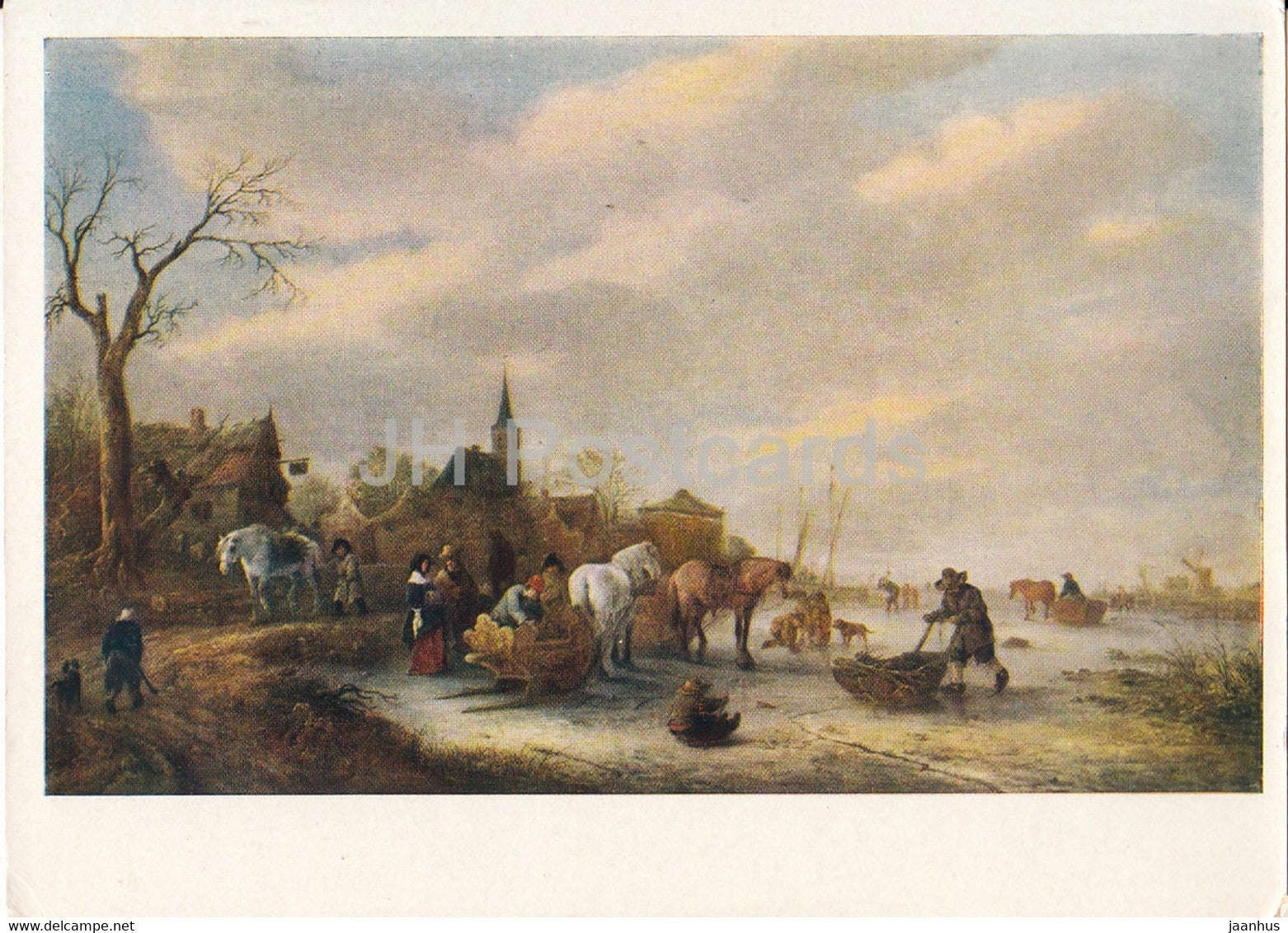 painting by Isaac van Ostade - Winter View - horse - Dutch art - 1961 - Russia USSR - unused - JH Postcards