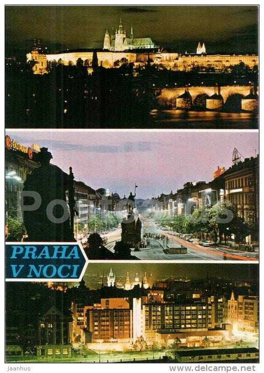 Praha - Prague - Prague at night - Prague castle - Charles bridge - Wenceslas square - Czechoslovakia - Czech - unused - JH Postcards