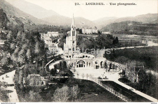 Lourdes - Vue plongeante - 23 - old postcard - France - unused - JH Postcards