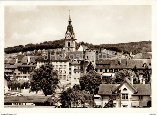 Zofingen - alter Folterturm und Kirche - church - old postcard - 1957 - Switzerland - used - JH Postcards