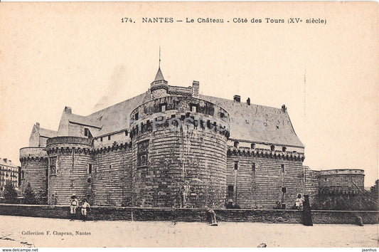 Nantes - Le Chateau - Cote des Tours - castle - 174 - old postcard - France - unused