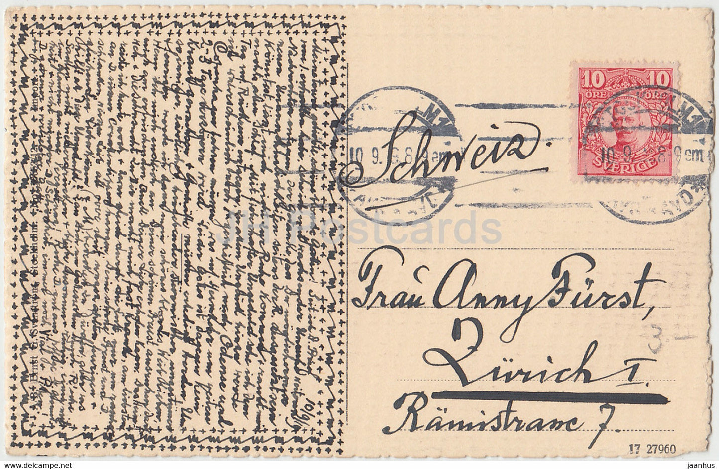 Stockholm - Odenplan och Gustaf Wasakyrkan - church - old postcard - 1919 - Sweden - used