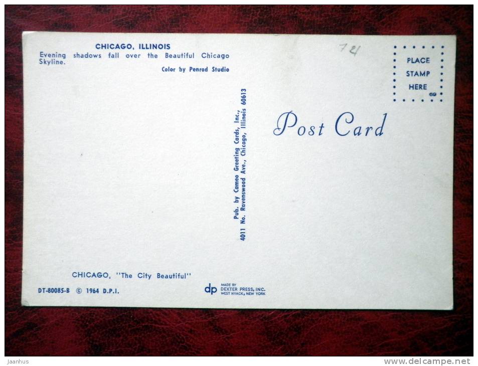 Fall over Chicago Skyline - Chicago - Illinois - 1964 - USA - unused (numbers written backside) - JH Postcards