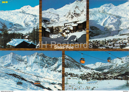 Saas Fee 1800 m Wallis - cable car - multiview - 47895 - 1988 - Switzerland - used - JH Postcards