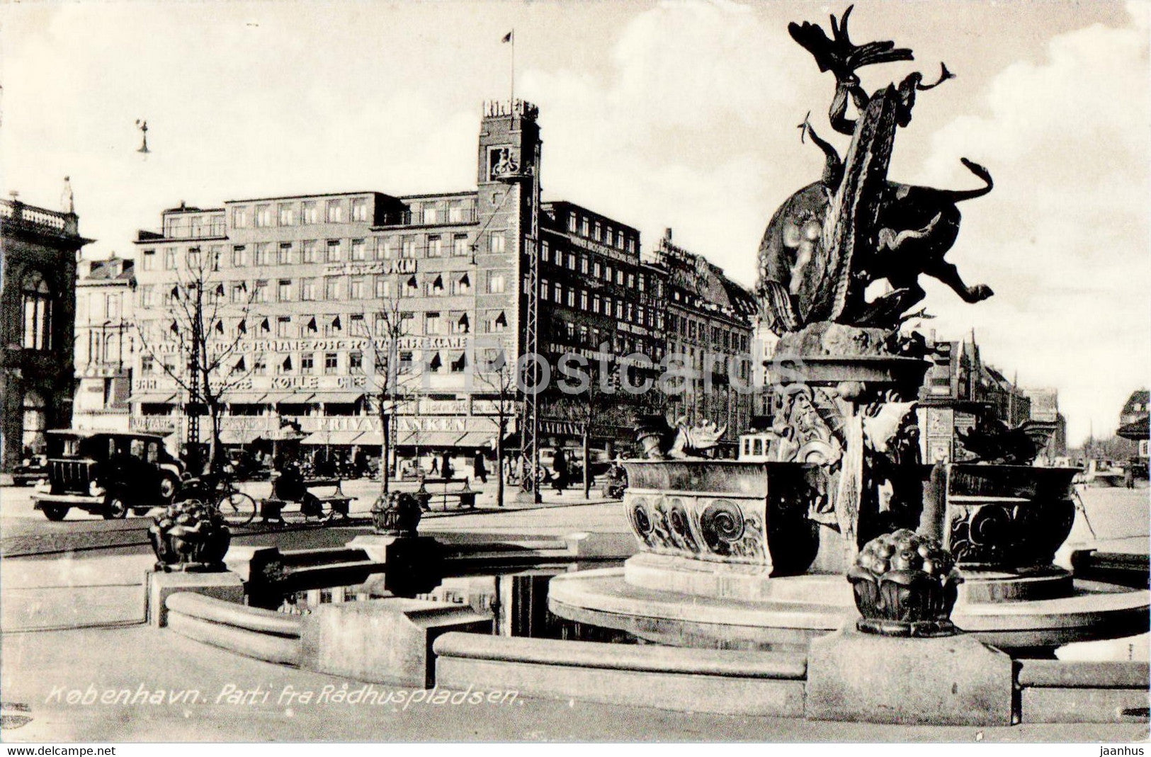 Copenhagen - View of the Town Hall square - 5489 - old postcard - Denmark - unused - JH Postcards