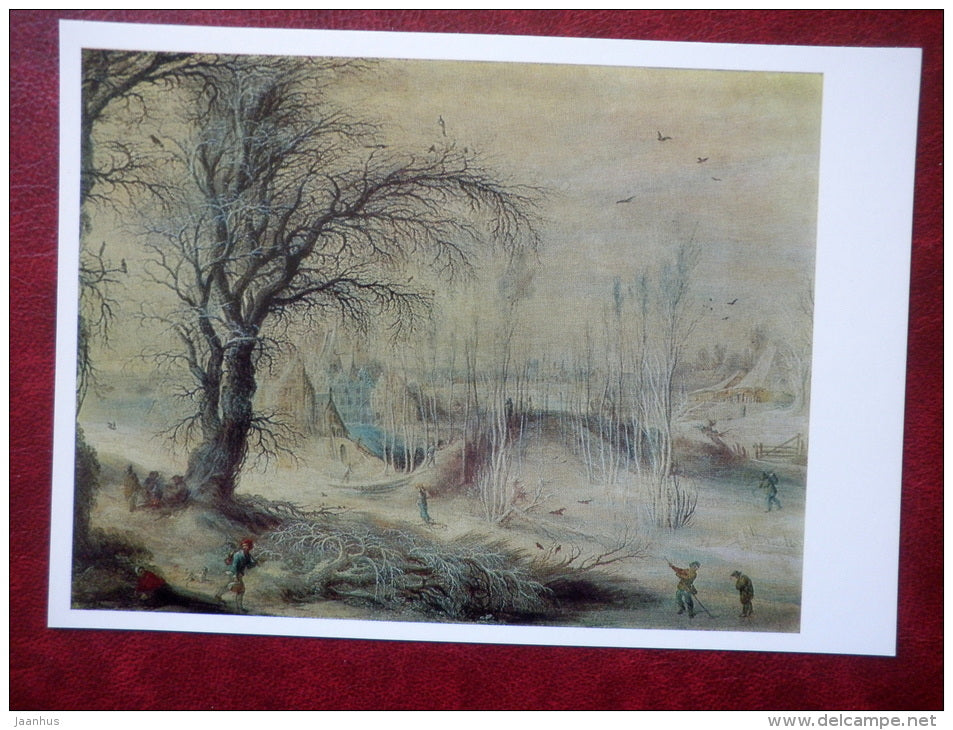 painting by unknown artist - Winter Landscape - dutch art - unused - JH Postcards