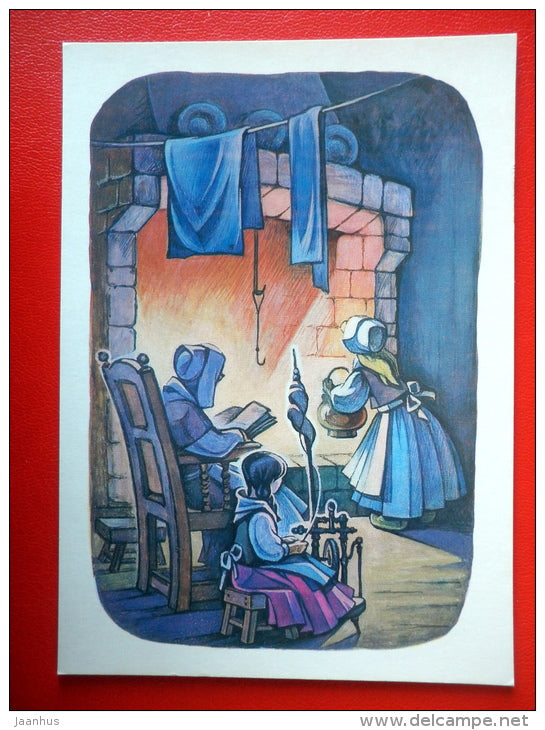 illustration by T. Narskaya - Chimney - Snow-White and Rose-Red by Grimm Brothers - 1985 - Russia USSR - unused - JH Postcards