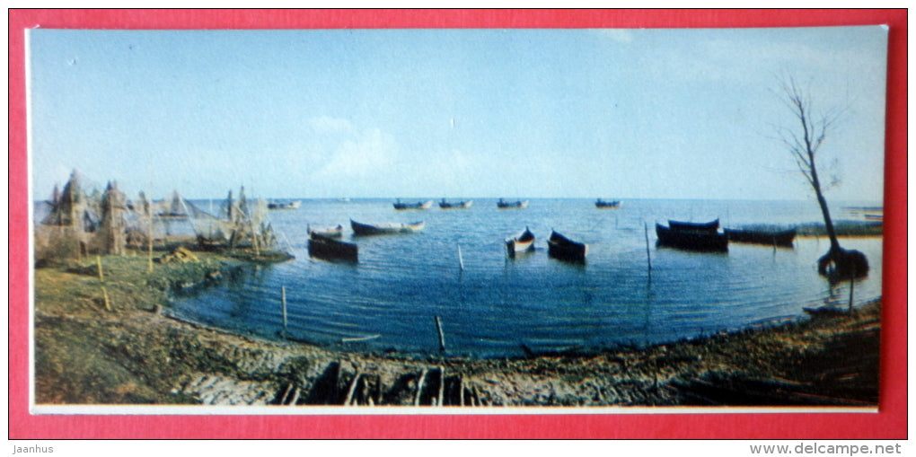 Fisher Pier at Juodkrante - boats - - Neringa - mini format card - 1970 - USSR Lithuania - unused - JH Postcards