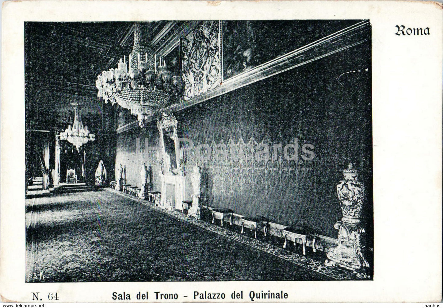 Roma - Rome - Sala del Trono - Palazzo del Quirinale - 64 - old postcard - Italy - unused - JH Postcards