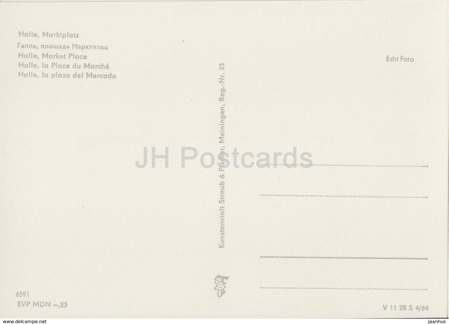 Halle (Saale) - Market Place - trams - REISEBÜRO - 1964 - DDR - Germany - unused - JH Postcards