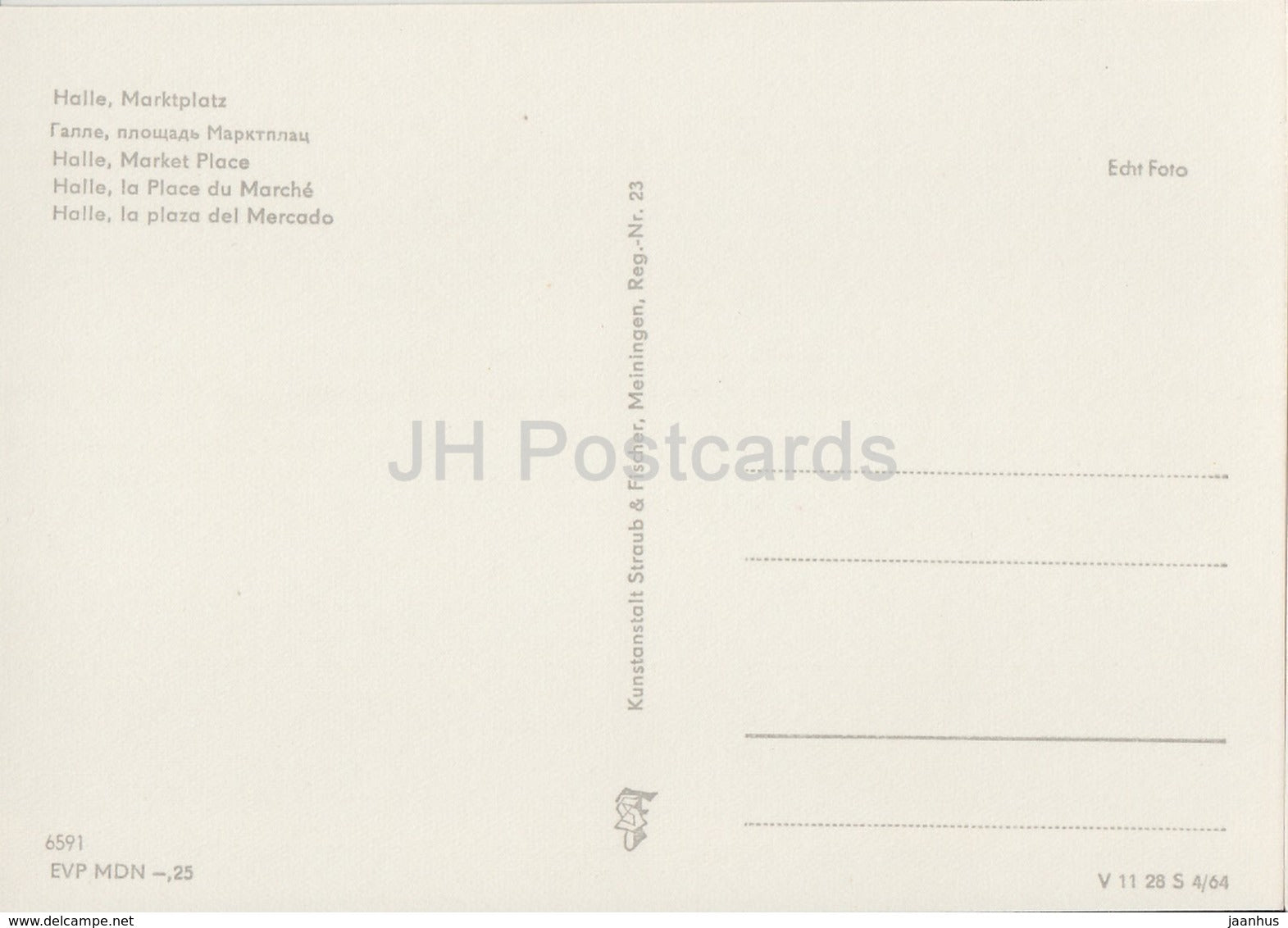 Halle (Saale) - Market Place - trams - REISEBÜRO - 1964 - DDR - Germany - unused - JH Postcards