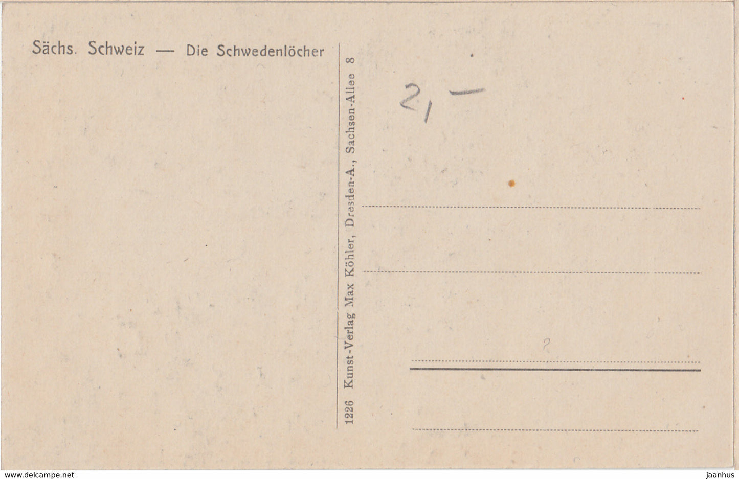 Schwedenlocher - Sachs. Schweiz - old postcard - Germany - unused